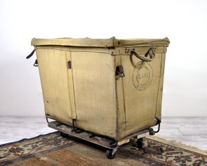 Vintage Industrial laundry cart similar to the one Mom pushed me in as a child.